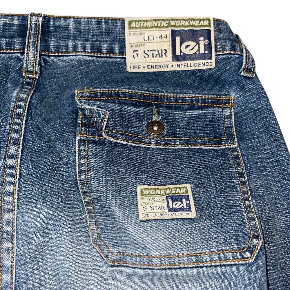 Vintage Y2K Cropped Jeans 9 Low Rise Cargo Retro LEI Denim Flap Pockets - Picture 7 of 11